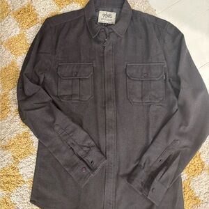 Tank Farm Grey Flannel Zip-Up Shirt